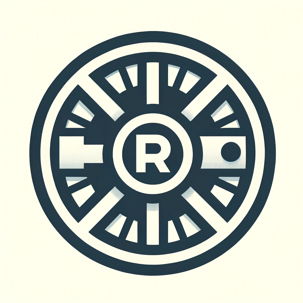 Illustration of a favicon suitable for 'Revyo'. The design is a simplified bank vault wheel, with the notches forming a subtle letter 'R', highlighting the financial focus and security.
